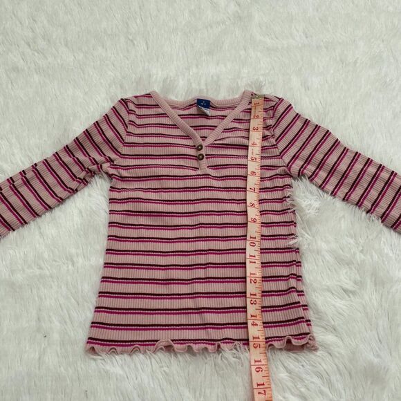 3/$10 Girls Old navy Pink Striped V-Neck Long Sleeve Top Small - Picture 4 of 10